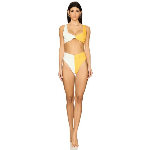 Saudade de Voce Ouro Bikini Top in Yellow & White - Picture 2 of 5